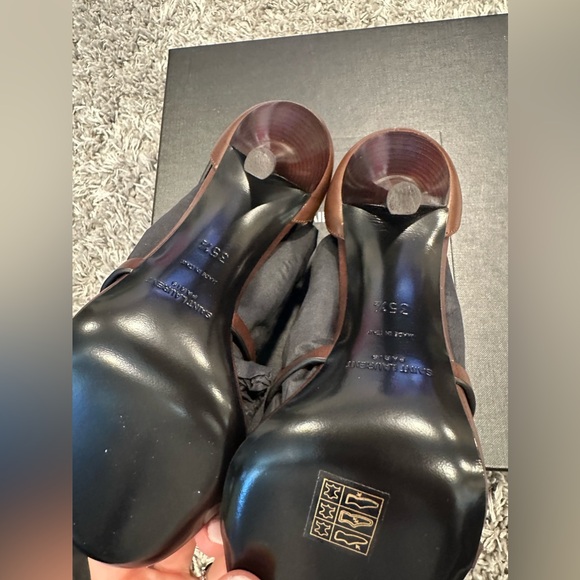 Saint Laurent CASSANDRA SANDALS BROWN SMOOTH LEATHER Sz 35.5 - Picture 6 of 9